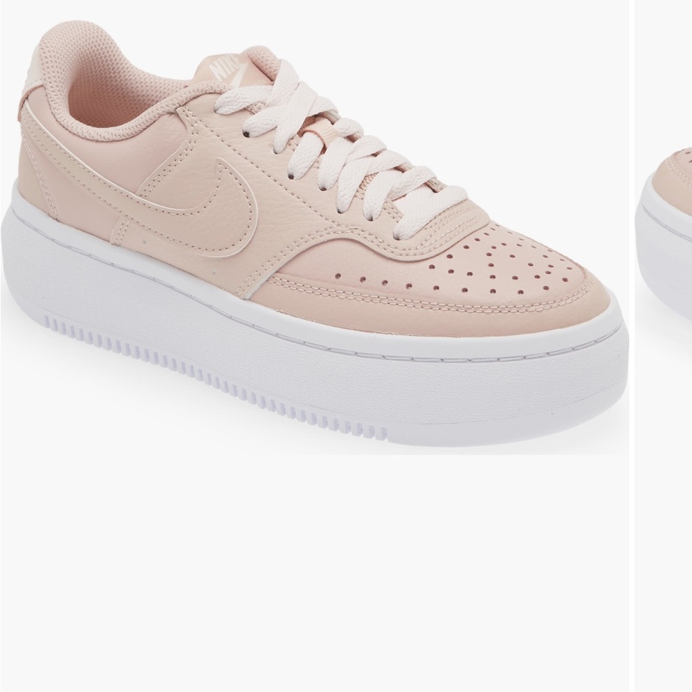 Nike Pink and White Air Force 1 Sneakers